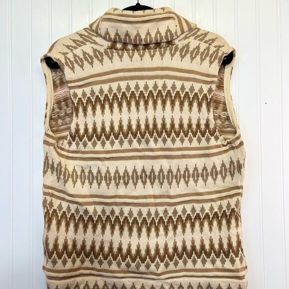 NWT VTG Ralph Lauren Chaps Womens Vest Size L Cotton Aztec cowboy beige pink - Picture 11 of 16